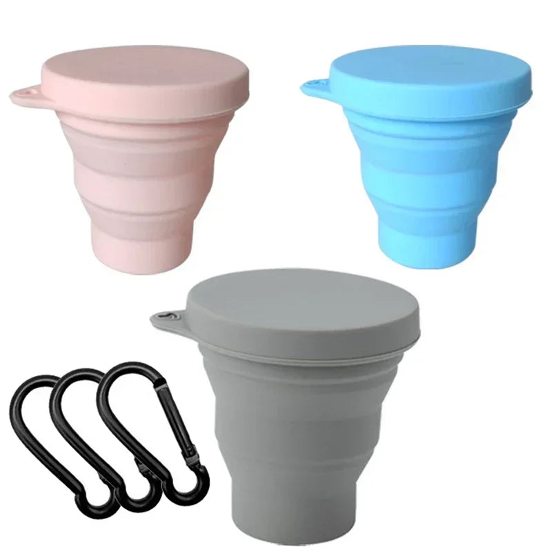 180ml Folding Cup Mini Retractable Cup Silicone Portable Teacup Outdoor Travel Coffee Telescopic Drinking Mug with Lid.