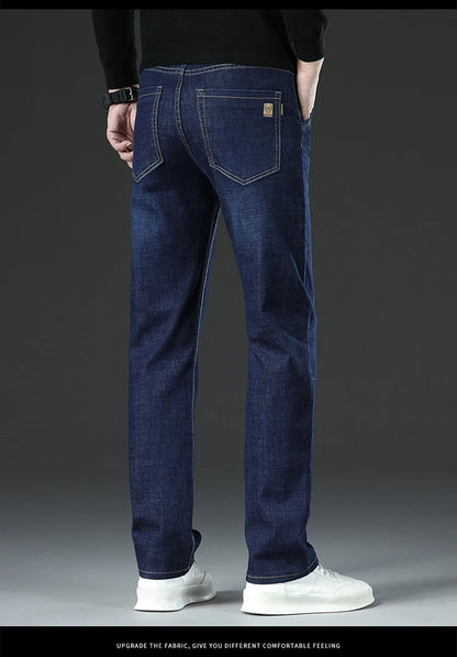 28-40 Large Size Winter Men Plush Thick Fleece Trouser Lambswool Thermal Jeans Casual Pants Windproof Warm Cotton Denim Pants