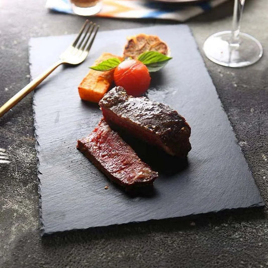 Japanese And Korean Style SLATE Plate Dessert Sushi Flat Western Food Black SLATE Plate Tableware.