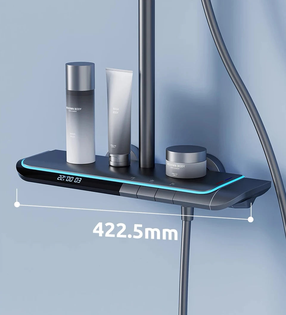 VGX Thermostatic Shower System Set Smart Digital Bathroom Shower Faucet Set Temperature Display Rainlfall Bathroom Shower Set