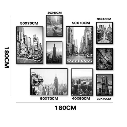 New York City Canvas Posters and Prints Black and White Wall Art Pictures Living Room Decoration Painting on The Wall Home Decor.