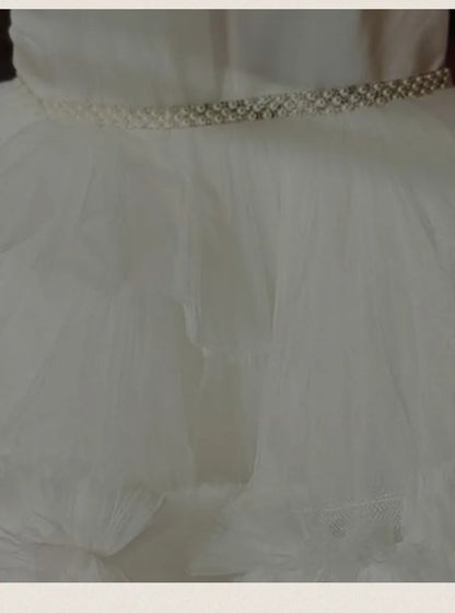 Formales Kleid für Kinder2025Neues weißes ärmelloses Prinzessinnenkleid im europäischen und amerikanischen Stil für Performance-Kostüme für kleine Mädchen.