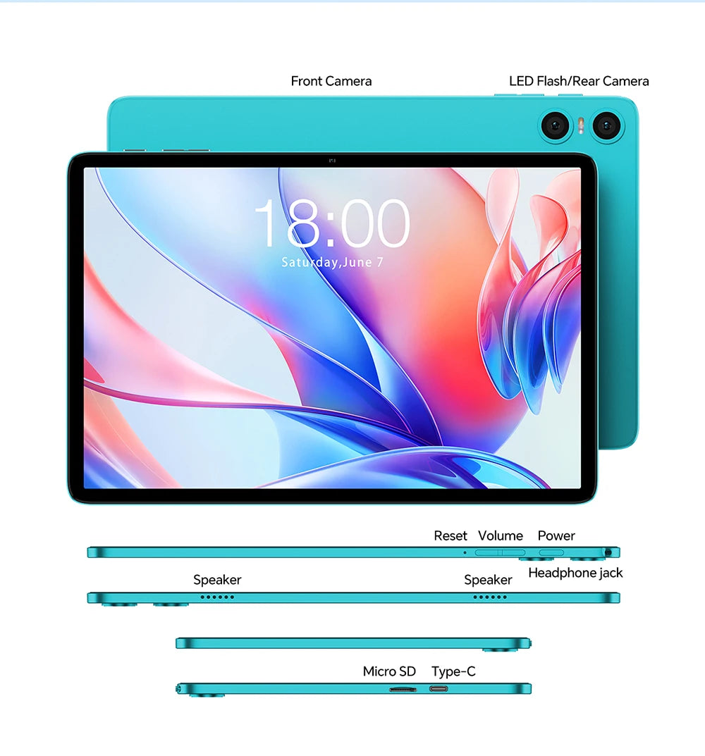 Teclast P30 Tablet Android 14 Max 12GB(4GB+8GB Expansion) RAM 128GB ROM 10.1" Tablets Unisoc T606 8-Core 6000 mAh AI Dual Camera.
