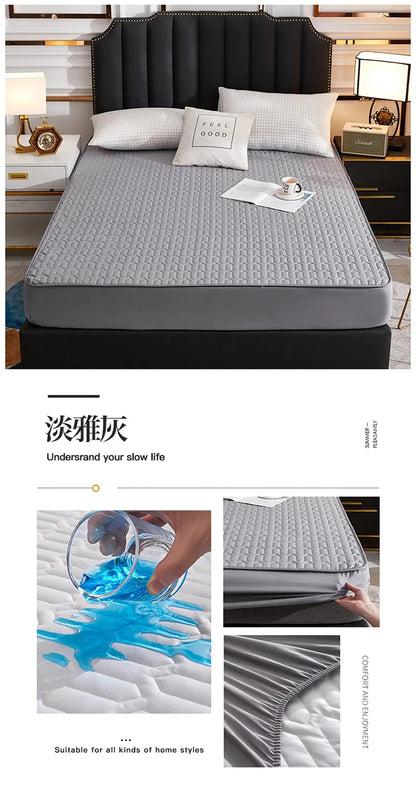 Waterproof Thicken Mattress Cover Quilted Latex Mat Bed Covers Pad Skin-Friendly Fitted Sheet Protector Bedspread150/160/180x200