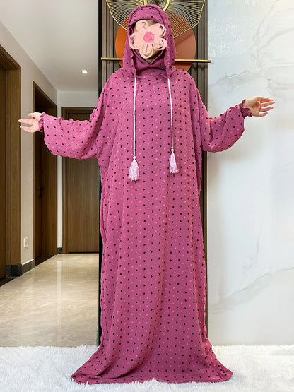Latest Ramadan Soft Cotton Prayer Abaya Double Hats Dubai Turkey Islam Prayer Clothes Fabric Dresses Islam Women Dress Kaftan