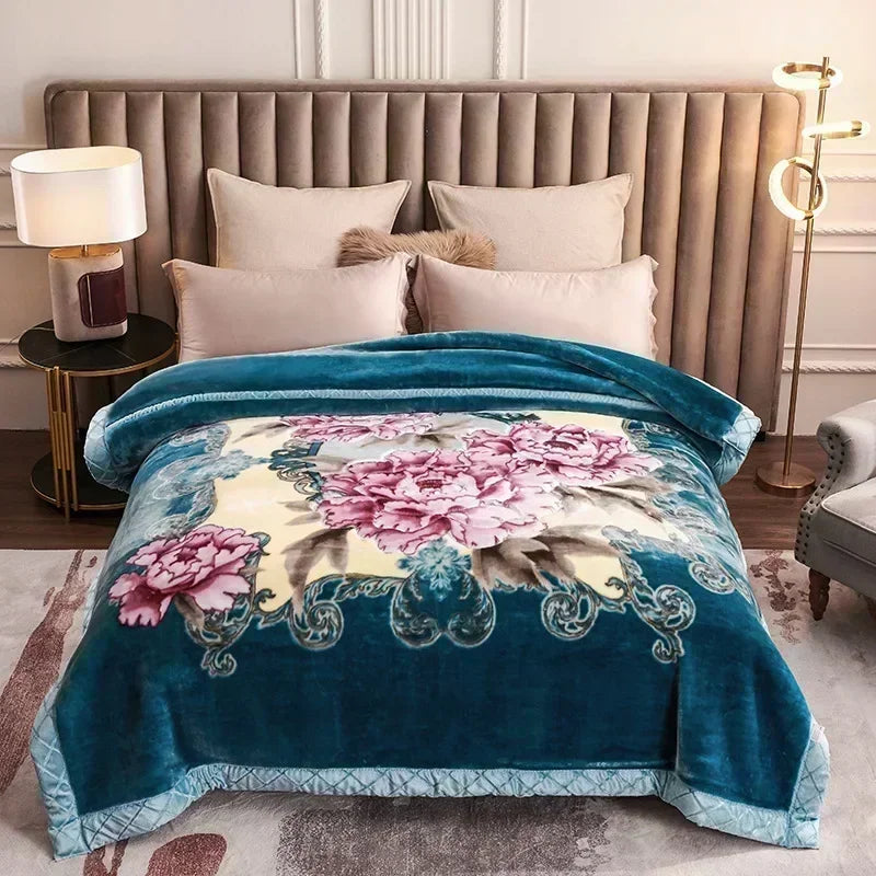 New Warm Weighted Blankets for Beds High End Thicken Warmth Raschel Blanket for Winter Autumn Double Side Plush Comforter Quilt