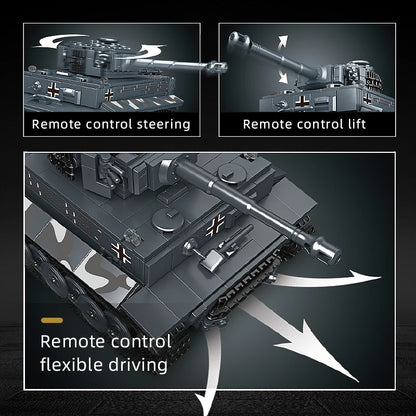 Mould King 20014 Military Toys The APP&RC Motorized Tiger Tank Model Assembly Technical Car Building Block Kids Christmas Gifts.