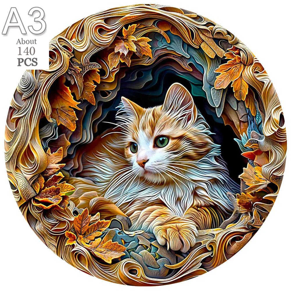 Deer in The Forest Wooden Puzzle Unique Shape Animal Puzzle Adult Relaxation Gift Exquisite Boxed Set with Decorative Artworks