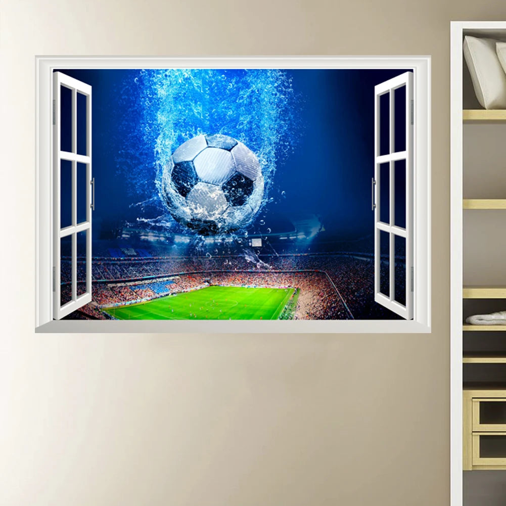 Creative Football PVC Wall Sticker Soccer Personalized Name Wall Decals For Kids Boys Room Mural Bedroom Decor Poster Art