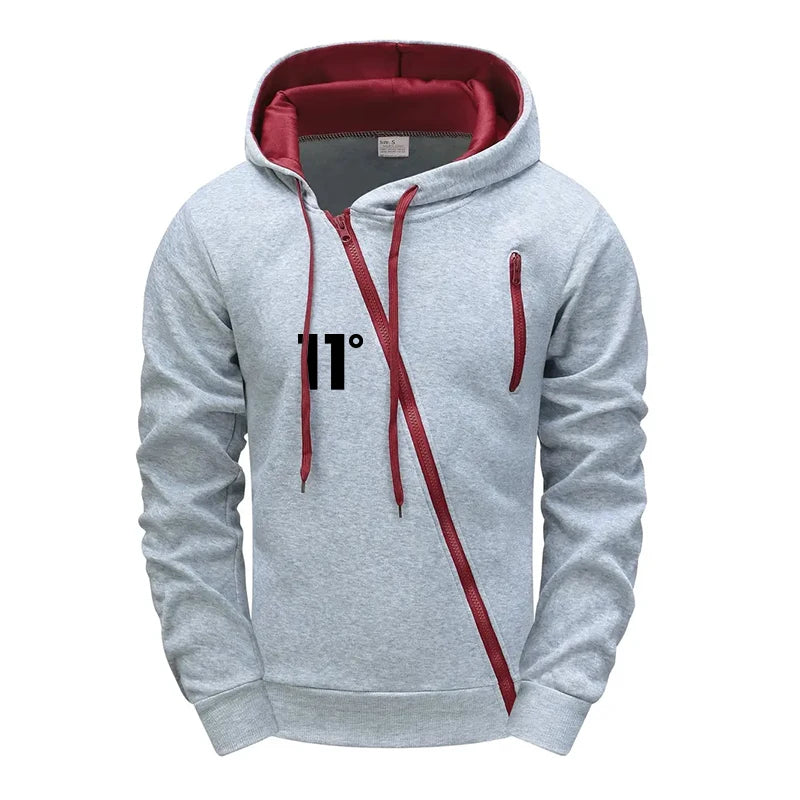 Fashion Autumn Winter Hoodie Comfort Single Sweatshirt Top Pants Men Versatile Diagonal Zipper Jacket Casual Jogging Sport Daily.