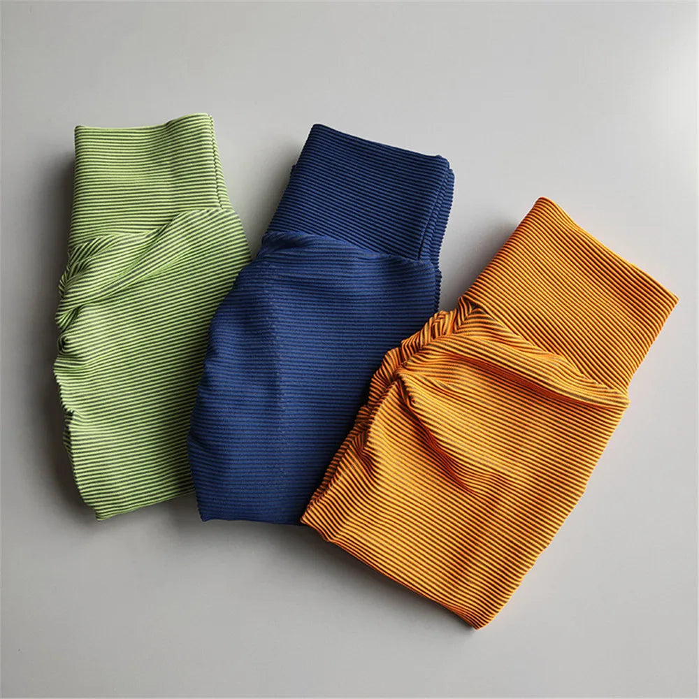 Seamless Leggings Women Running Sport Trousers High Waist Booty Lifting Yoga Pants Gym Fitness Jogging Workout Stripe Tights.