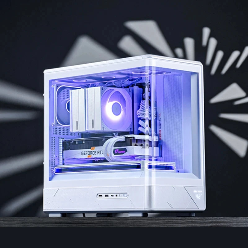 JONSBO D200 MATX Case (Column-Free Curved Sea View/240 Radiator/ATX Power Supply/Digital Display/Type-C Gen2 10Gbps+).