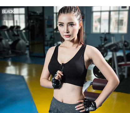 Front Zipper Sport Bra Gym top Breathable Brassiere Yoga Workout Running Vest Women's Underwear Shockproof Running Fitness Bra.