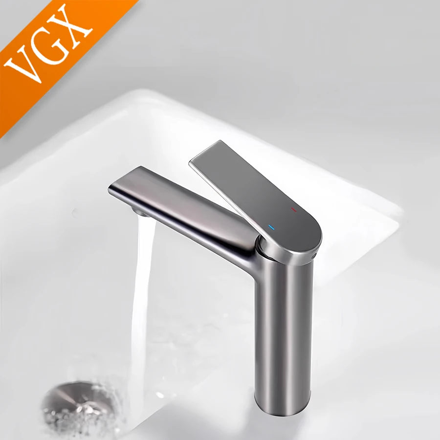 VGX Bathroom Faucets Luxury Gold Basin Mixer Sink Faucet Gourmet Washbasin Tapware Hot Cold Water Tap Brass Chrome Black Grey