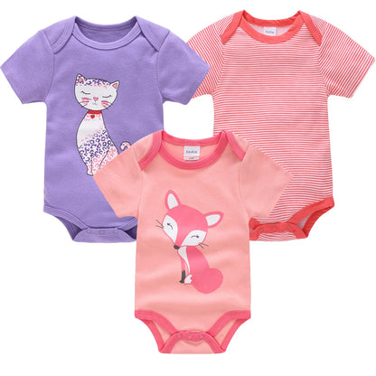 3 teile/los Baby Jungen Body Mode Körper Anzüge Kurzarm Neugeborenen Overalls Cartoon Kinder Baby Mädchen Strampler Kleidung Боди