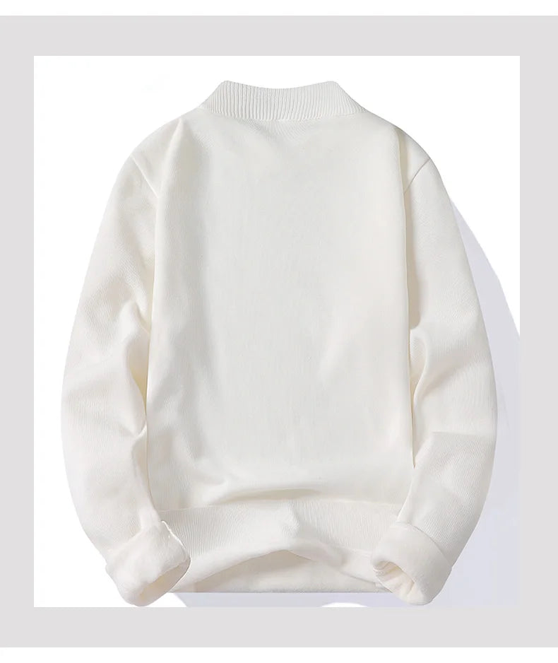 Men's Pullover Soft Sweater Winter Velvet Shirts Brand Clothing Knitted Fleece Warm Cold Blouse Slim Fit Bottom Shirts.