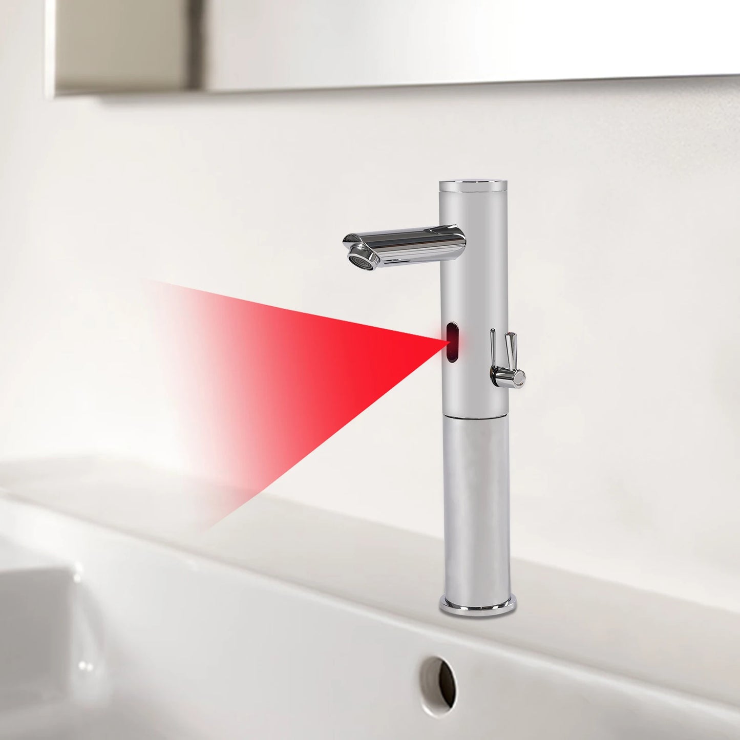 Basin Electronic Automatic Sensor Touchless Bathroom Sink Faucet, Motion Activated Hands-Free Vessel Sink Tap