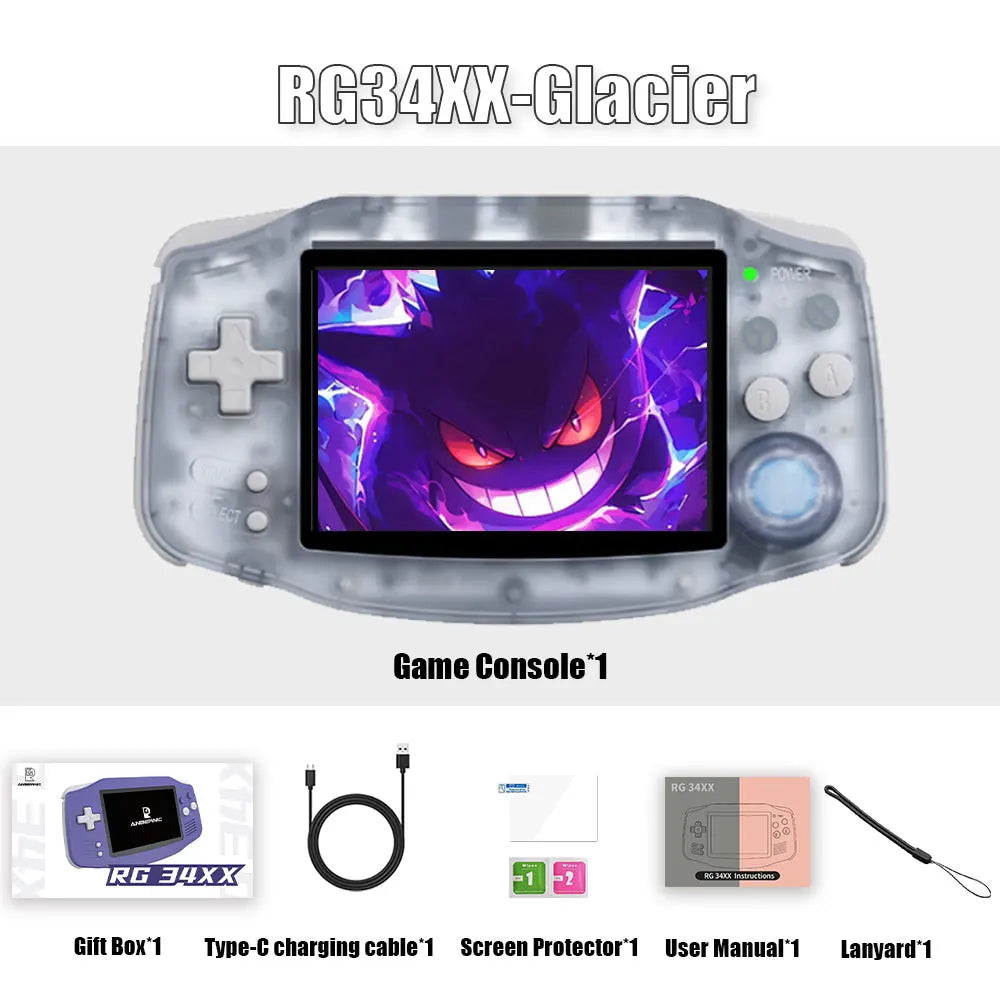 ANBERNIC RG34XX 64Bit Retro Handheld Game Player 3.4-inch IPS Screen HD-Out Portable Game Console 3500mAh streaming With APP.