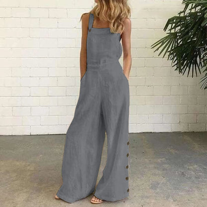 Evening Dresses Outfits Women'S Sleeveless Overalls Jumpsuit Casual Solid Summer Wide Leg Bib Pants Vestidos Verano Moda 2025.