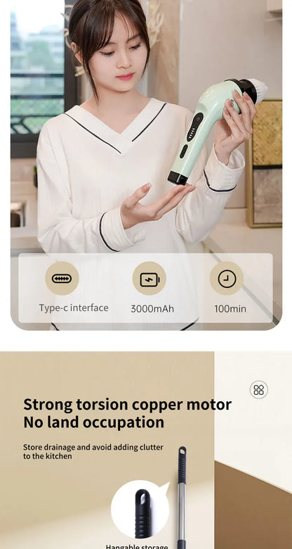 9-in-1 Electric Cleaning Brush Electric Spin Cleaning Scrubber Electric Cleaning Tools Parlour Kitchen Bathroom Cleaning Gadgets.