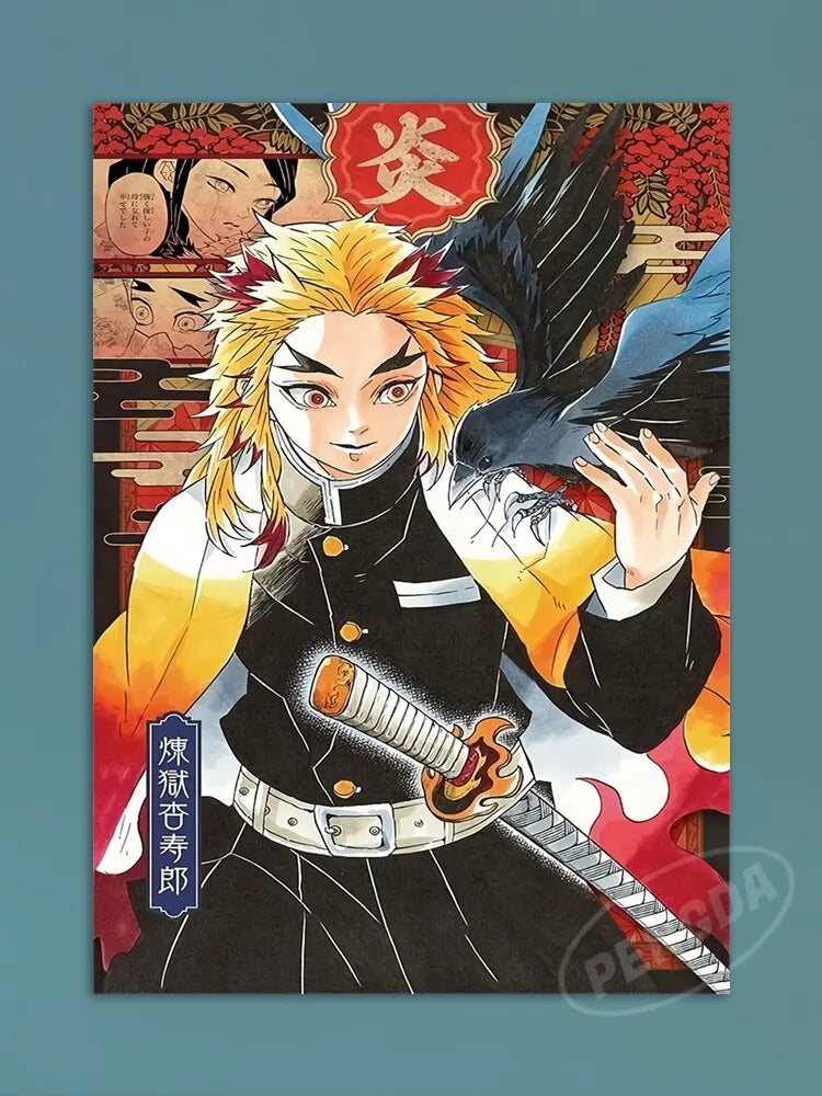 Modern Anime Canvas Wall Art  Demon Slayer Shinazugawa Sanemi Poster  Modular Home Decor for Living Room  Printed Painting.