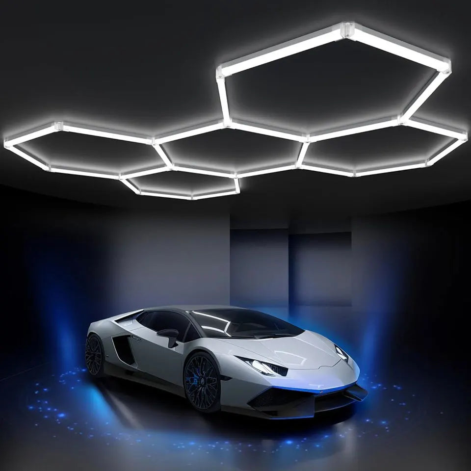 LED Honeycomb Lamp Barbershop Light Hexagon Lights Lamp AC85-265V Led Tube Ceiling Lighting For Car Detailing Workshop.