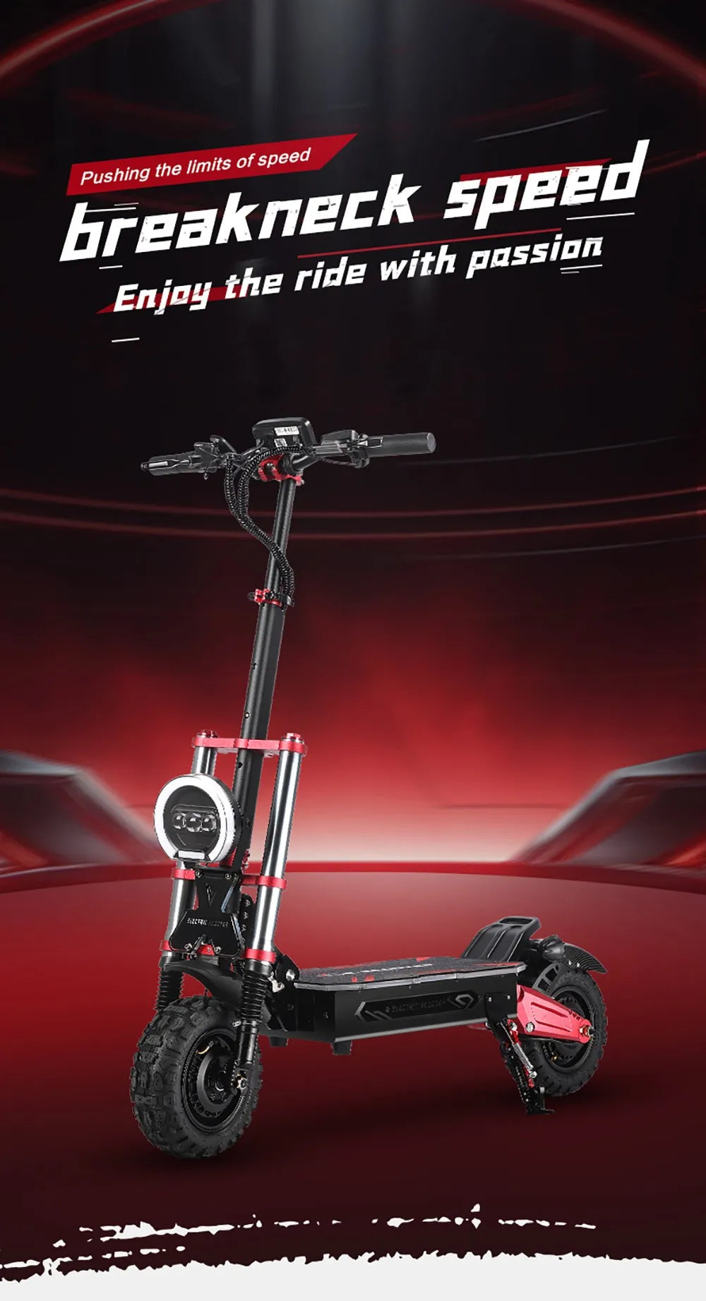 BOYUEDA S5-11 Electric Scooter, 2*3000W Motor, 60V 38AH Battery, 11-inch Tire, 85km/h Max Speed, Dual Hydraulic Disc Brakes.