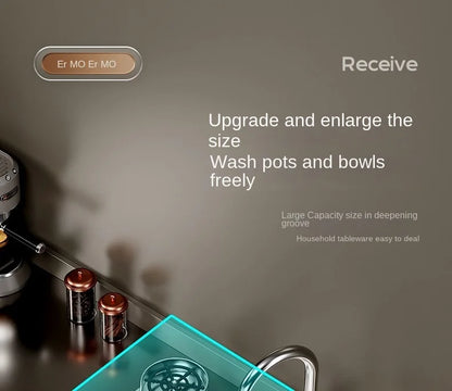 304 Stainless Steel Sink Waterfall Large Single Slot Kitchen Sink Vegetable Sink Stainless Steel Sink Household Sink