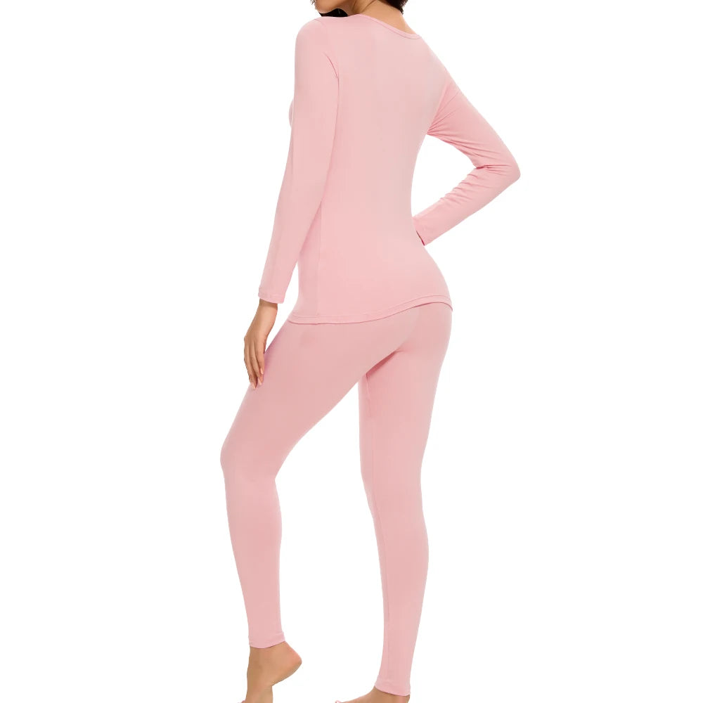 Thermal Underwear Women Autumn Winter Under Layer Clothes New Warm Pajamas Sets for Female 2 Pieces Long John Top Legging