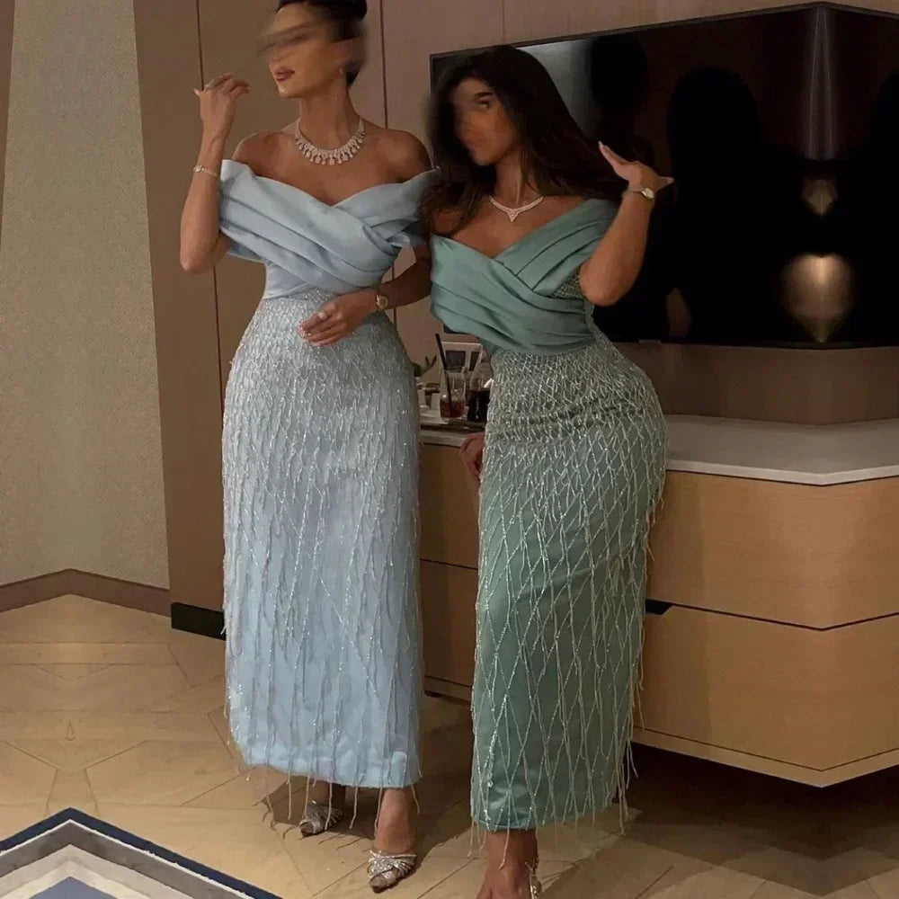 Maßgeschneiderte Ballkleider, klassisch, exquisit, hochwertiges Jersey-Faltenquaste, gerades Midikleid mit V-Ausschnitt, modisches formelles Partykleid.