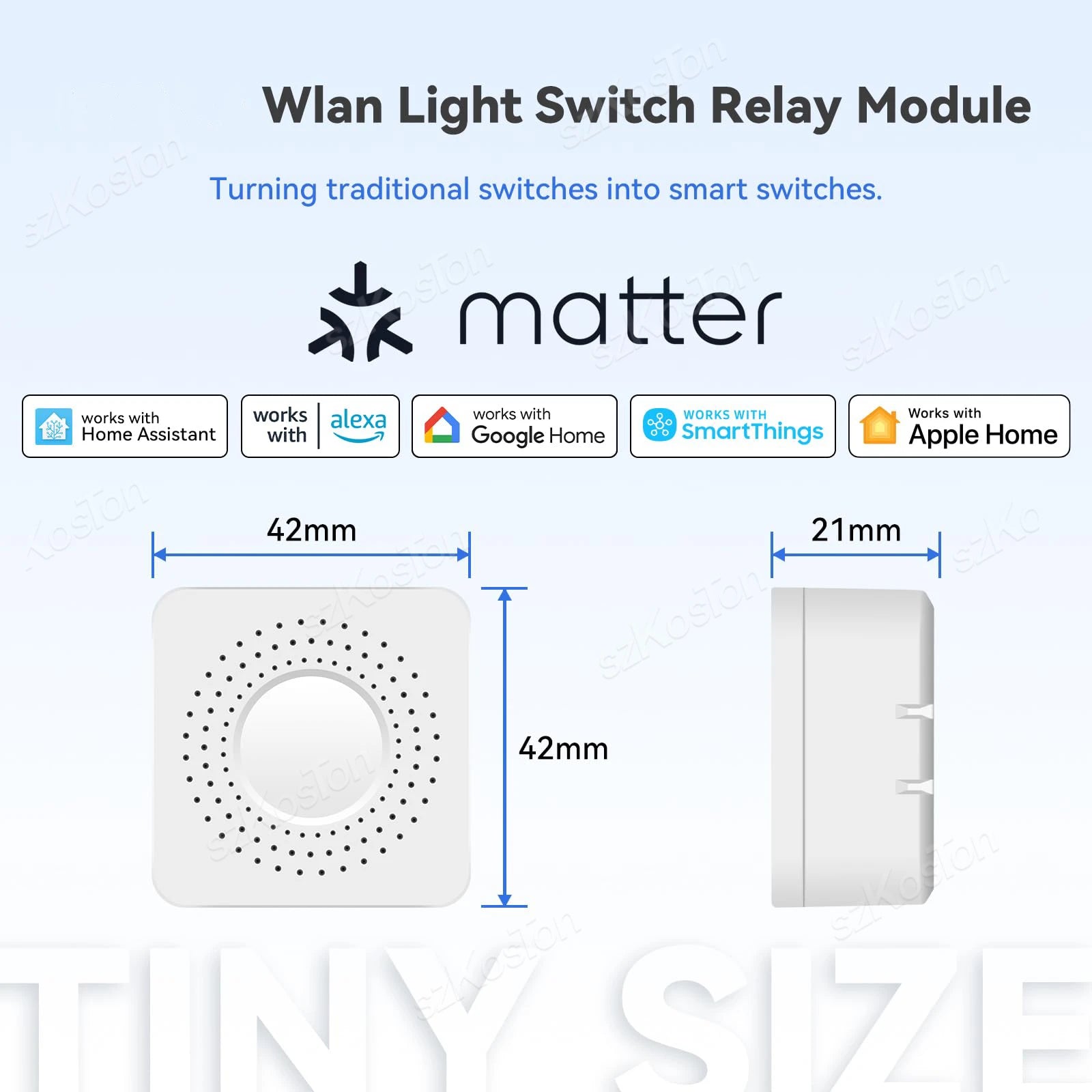 Matter WiFi Smart Switch für Homekit Smartthings Home Assistant 16A Smart Home Automation Relaismodul Funktioniert mit Alexa Google.