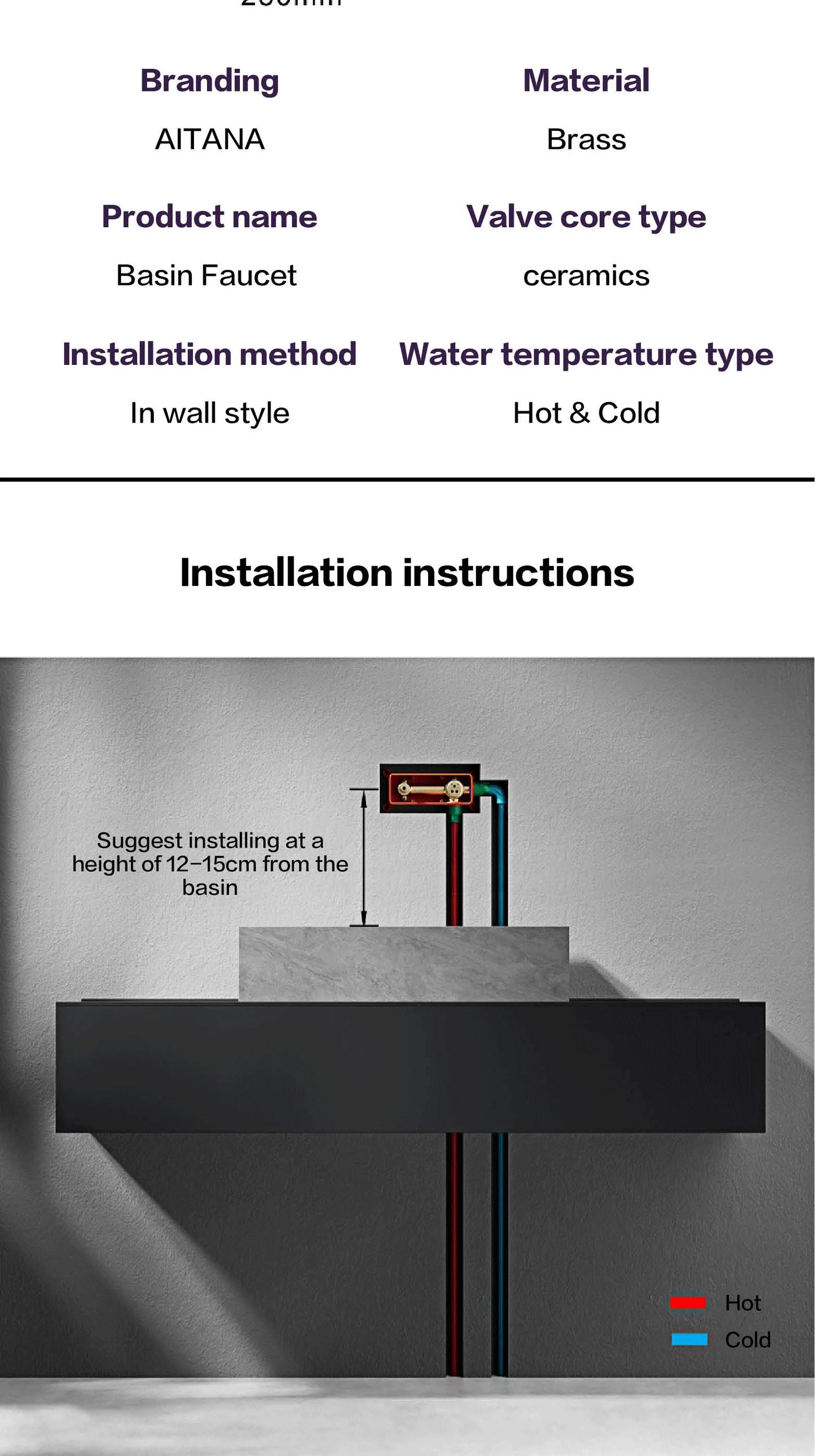 Luxury gun gray brass wall mounted bathroom faucet with LED digital display Single handle hot & cold water embedded bathroom Tap