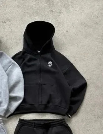 2025 European and American fashion embroidery design men clothing set Y2k street Harajuku Gothic loose couple casual tracksuit.