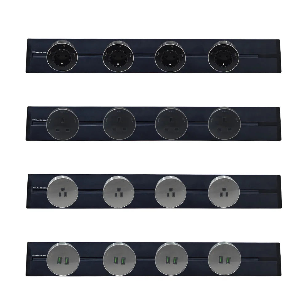 MANLEIKE Schienensteckdose UK EU US-Standardschiene zur Wandmontage, abnehmbarer Universalstecker für Haushaltsgeräte, Leistung 8000 W mit USB-Anschlüssen.