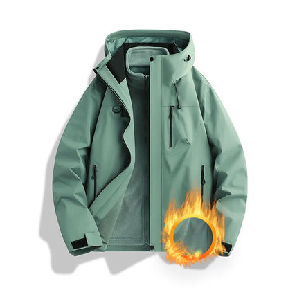 Winter Jacket Outdoor 3-in-1 Waterproof Sport Coat Running Unisex Hooded Hiking Jacket Warm Breathable Outdoor Couple Loose Coat