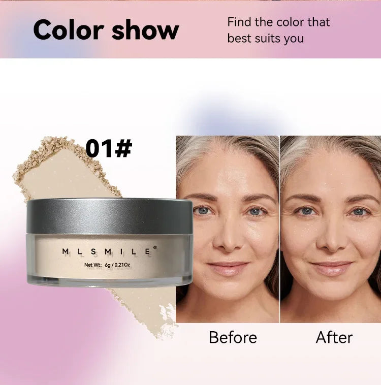MLSIMLE 4 COLORS Natural Shimmer Pearl Setting Powder Contouring Highlighting Waterproof Sweat-proof Oil-control Makeup Powder.