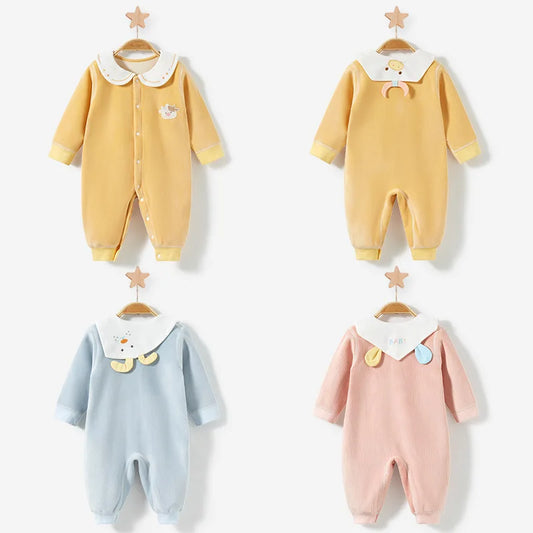 Baby-Body, ausgehend, warm und gezupft, Herren- und Damen-Herbstkleidung, Säuglingsspielanzug-Set, Herbst und Winter