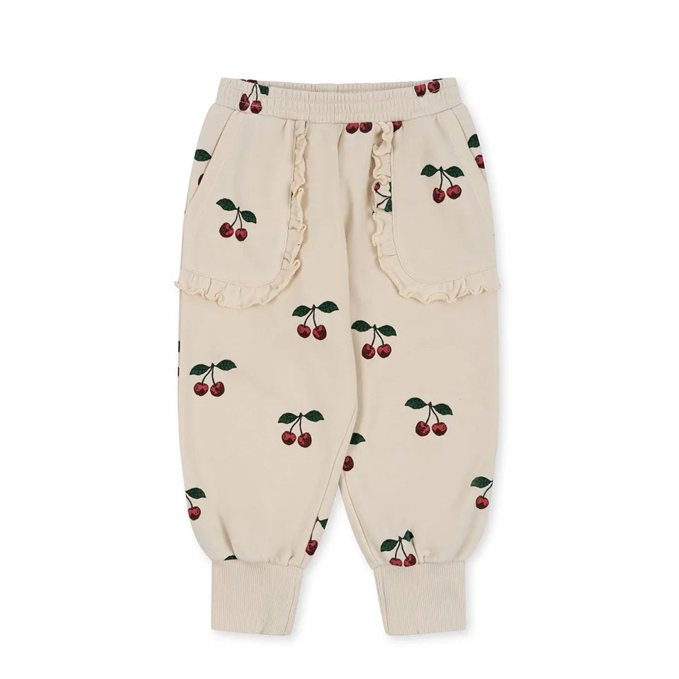 Konges Slojd AW Baby Girls Sweatshirts + Pants 2 Pcs Sets Lambswool Cherry Jackets Kids Clothes Girls Print Dresses Coats 1-9Yrs