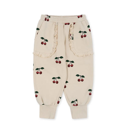 Konges Slojd AW Baby Girls Sweatshirts + Pants 2 Pcs Sets Lambswool Cherry Jackets Kids Clothes Girls Print Dresses Coats 1-9Yrs