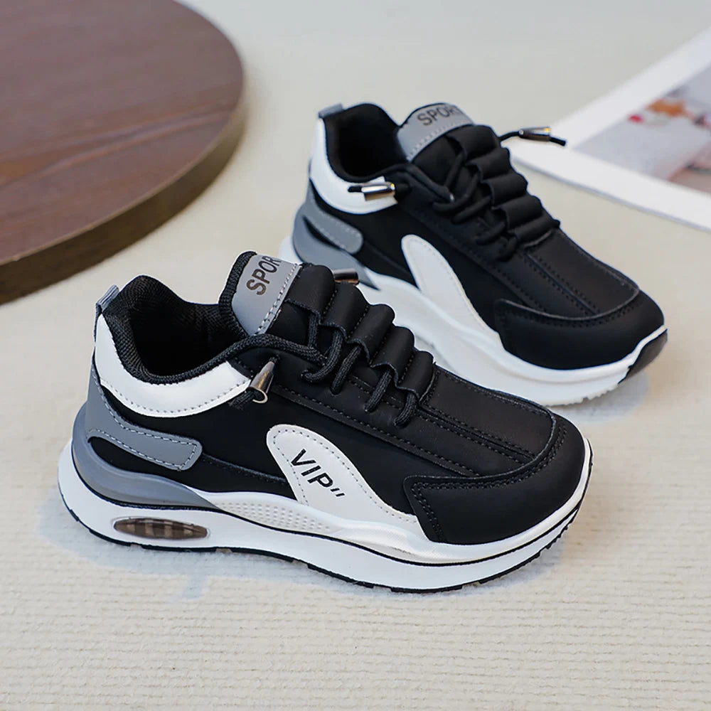 Teenager Kid's Sneakers For Autumn PU Leather Waterproof Children's Sport Shoes Trend Fashion Outdoor Running Shoes For Boys