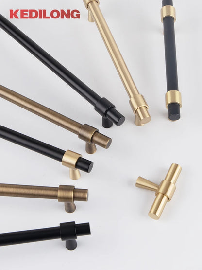 KEDLO Solid Brass Brushed Antique Brass Bronze 500mm Pull Drawer Knobs T Bar Kitchen Cabinet Handle