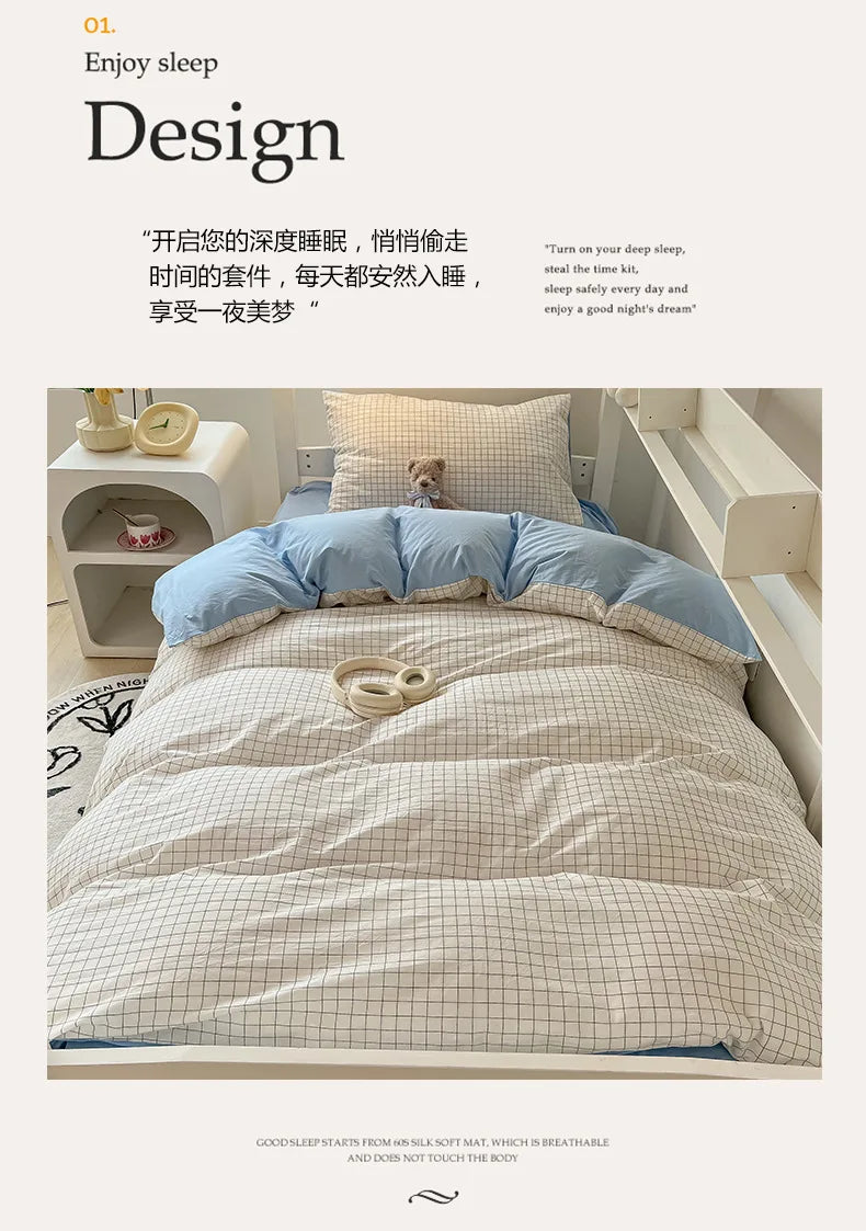 Home Quality Bedding Set Soft Cotton Duvet Cover Pillowcase Flat Sheet 3pcs Set Home Textiles Bedding Adjustable 0.9-1.2m Bed 이불.