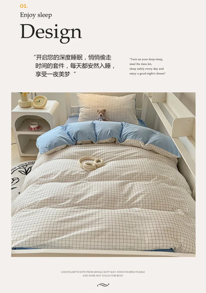 Home Quality Bedding Set Soft Cotton Duvet Cover Pillowcase Flat Sheet 3pcs Set Home Textiles Bedding Adjustable 0.9-1.2m Bed 이불.