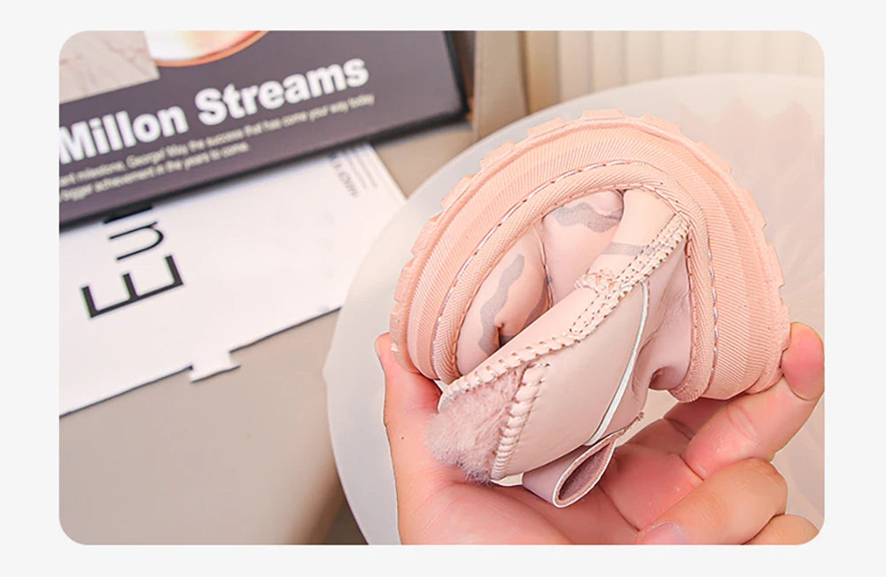 Winter Plush Boots For Children Thick Warm Faux Fur Snow Boots Soft-soled Anti-slippery Boy's Girl's Warm Boots Winter Shoes Kid.