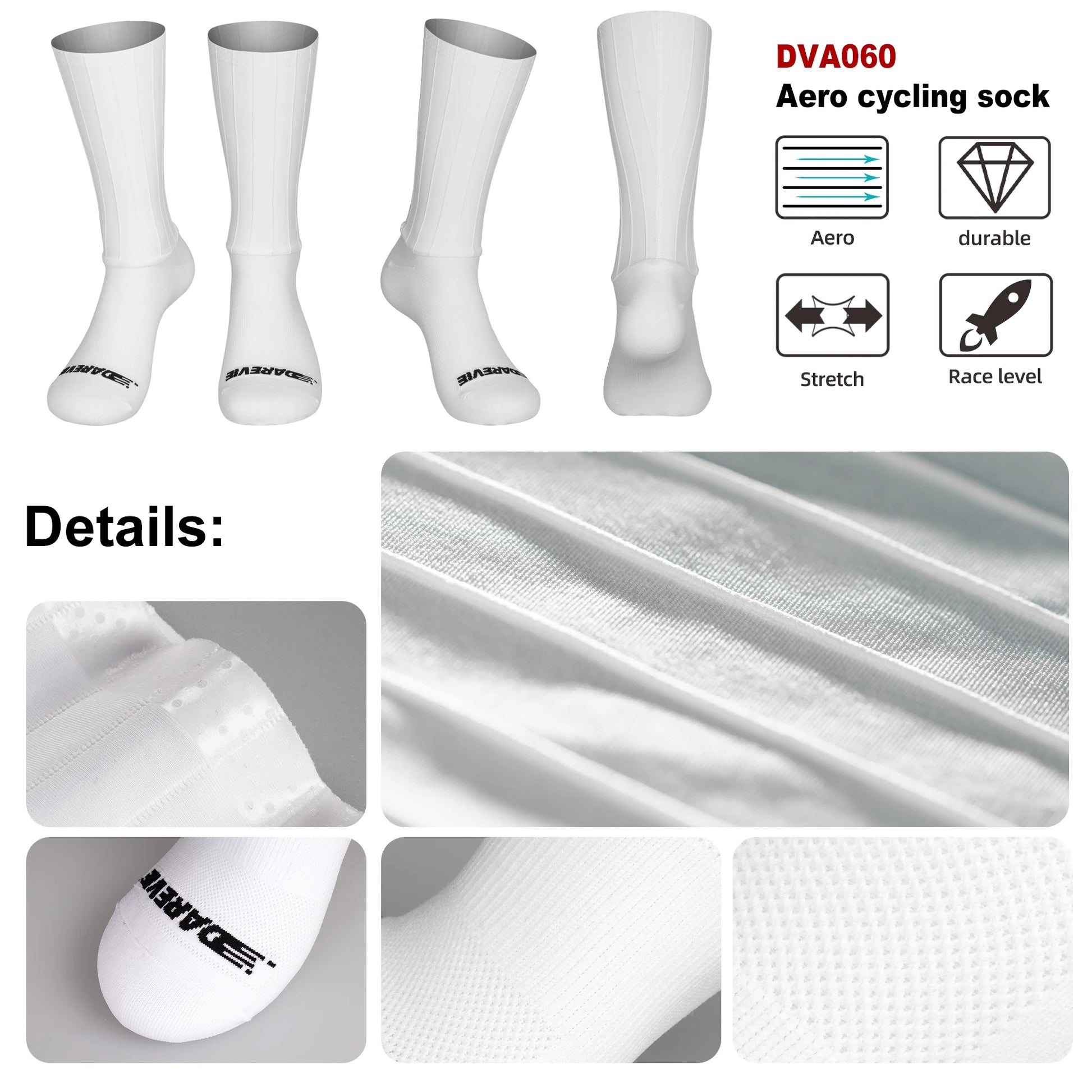 DAREVIE AERO Cycling Man Socks Pro Aerodynamics Socks Elastic Anti-Slip Men's Cycling Socks Outdoor Sports Bicycle Accessories.