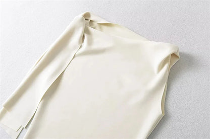 Women Sleek Stretch Knotted Top Fuchsia SLEEVELESS WITH BOAT NECK  ONE-SHOULDER TIE.