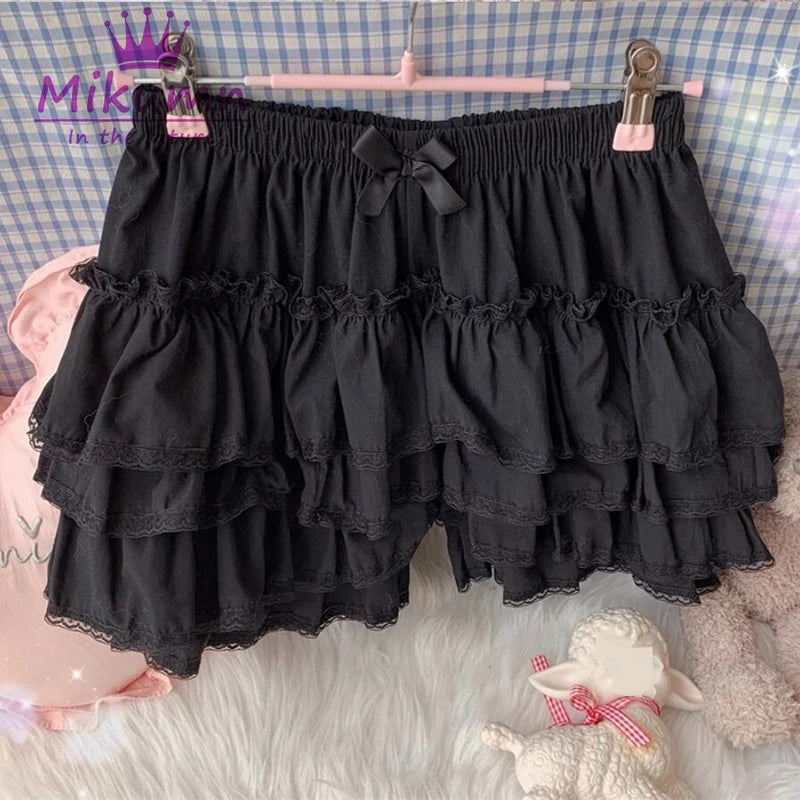 Mikumn Harajuku Japanese Lolita Kawaii Jk Bloomers Women Sweet Lace Ruffles Cotton Pumpkin Pants Y2k Girls Cute Shorts Skirts.
