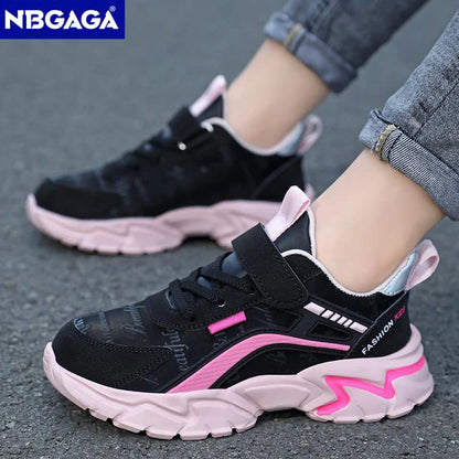 Kids Casual Pink Girls Leather Shoes Fashion For 7-15y Lightweight Running Young Student's Children Sports Girl's Shoe NBGAGA.