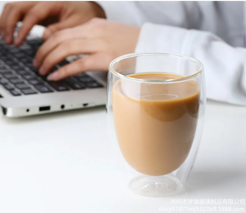 Heat Resistant Double Wall Glass Cup 80-650Ml Beer Milk Coffee Water Cups Transparent Cup Wholesale Glass Drinkware Mug Set Gift.