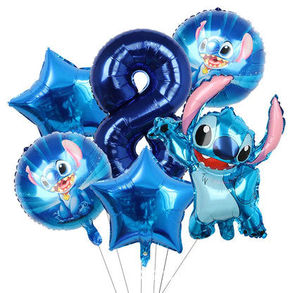 Stitch Party Supplies für Kinder Lilo und Stitch Geburtstag Party Dekorationen Luftballons Banner Tischdecke Hintergrund Geschirr